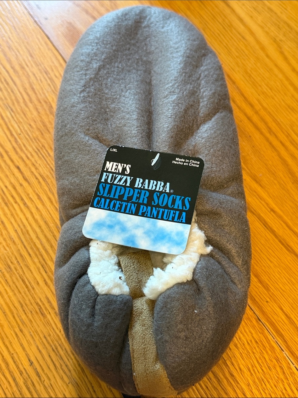 Men's Fuzzy Babba Gray Slipper Socks